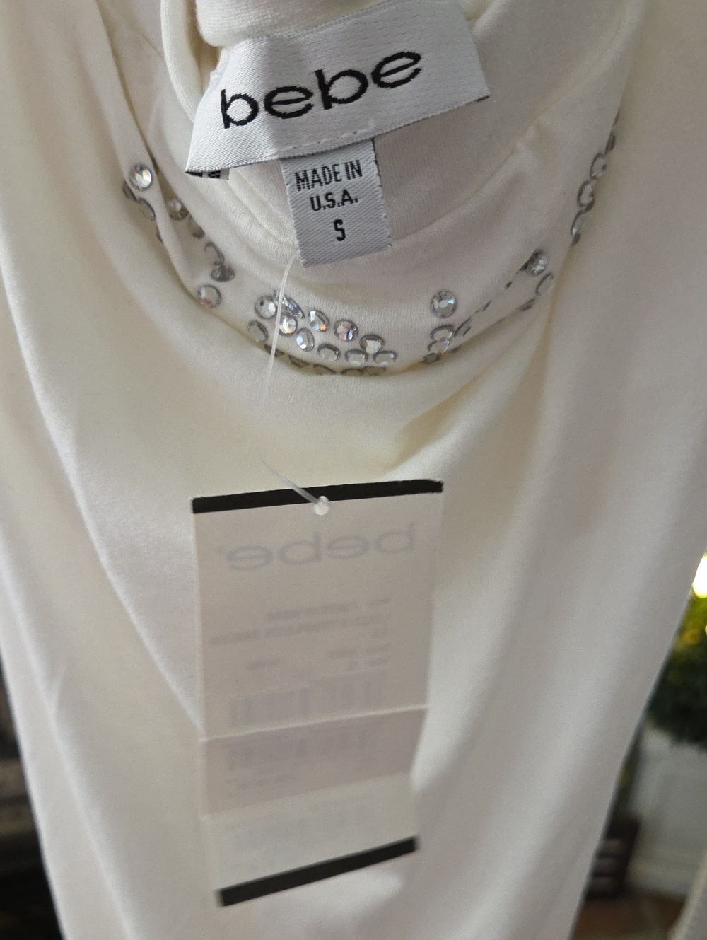 Authentic Y2K vintage Bebe Logo White Strapless Dress with Crystal Embellishment - Picture 3 of 10